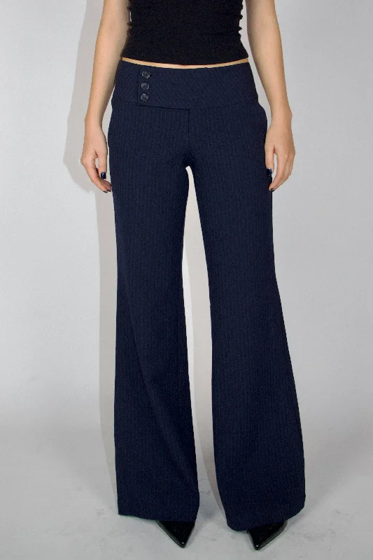 Stylish wide-leg pants for bold evening looks -SCG MADE | Evelyn Low-rise Striped Trousers