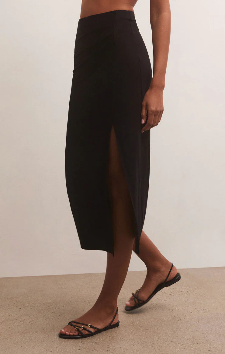 Wrap midi skirts for stylish ease -MILEY KNIT SKIRT