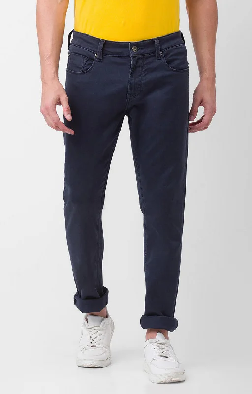 Faded Jeans for Laid-back -Spykar Indigo Cotton Slim Fit Narrow Length Jeans For Men (Skinny)