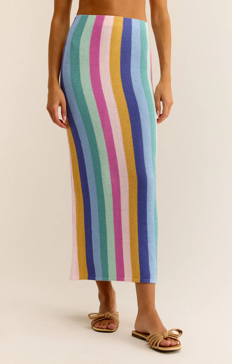 Patterned skirts with bold stripe accents -IMAN PRISM SKIRT