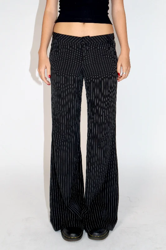 Retro bell-bottom pants for 70s-inspired fashion -SCG MADE | Lucy Low-rise Striped Trousers