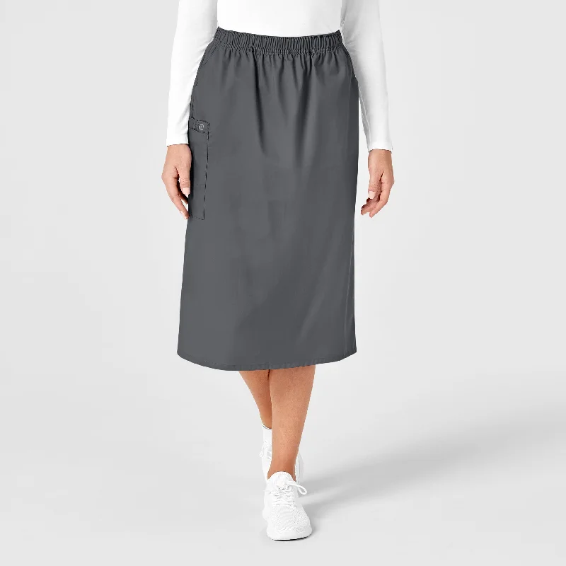 Trendy skirts with asymmetrical hem lines -WonderWORK Women's Pull On Cargo Scrub Skirt - Pewter