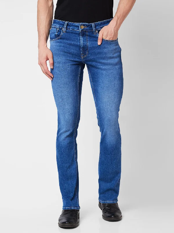 Outdoor Jeans for Adventures -Spykar Mid Rise Bootcut  Blue Jeans For Men