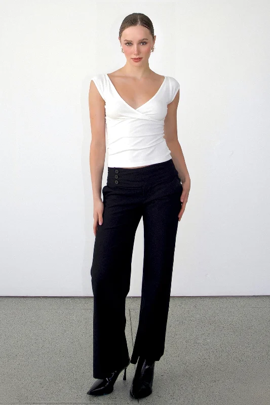 Tailored khaki pants for smart casual attire -SCG MADE | Evelyn Low-rise Trousers (Petite)