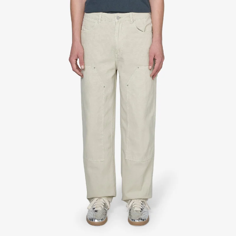 Lightweight travel pants for long flight comfort -Double Knee Carpenter Pant Used Natural