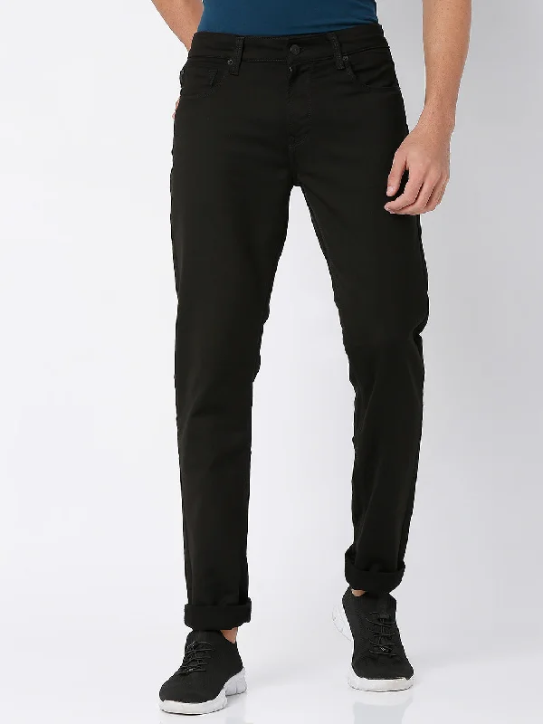 Gray Jeans for Neutral Tone -Spykar Black Cotton Comfort Fit Straight Length Jeans For Men (Ricardo)