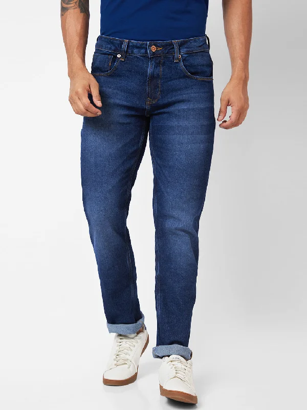 Distressed Jeans for Edgy Style -Spykar Men Mid Rise Heavy Fade Jeans