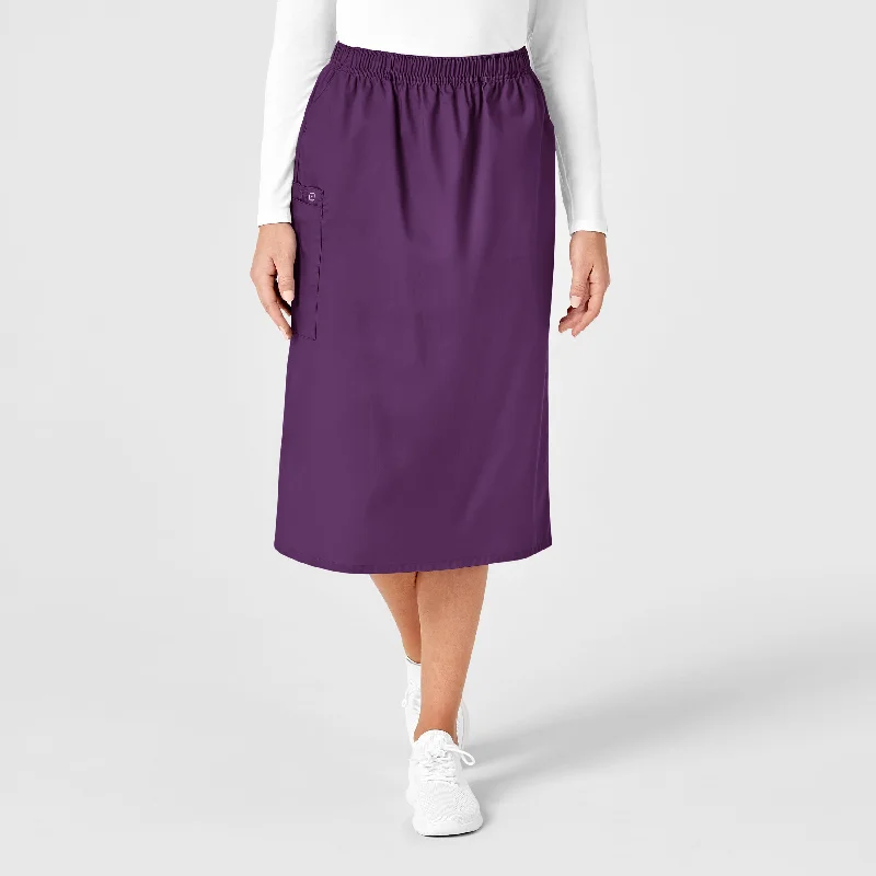 Classic skirts with subtle texture weave -WonderWORK Women's Pull On Cargo Scrub Skirt - Eggplant