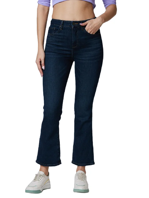 Faded Jeans for Laid-back -Spykar Mid Rise Bootcut Fit Blue Jeans For Women