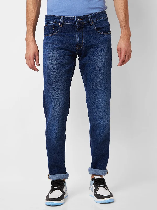 Christmas Jeans for Seasonal -Spykar Mid Rise Comfort Fit Blue Jeans For Men