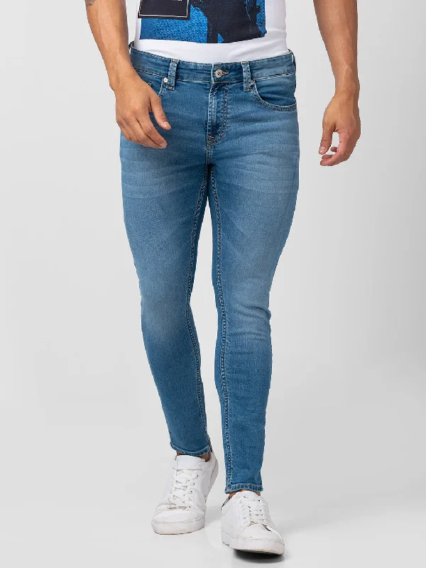 Weekend Jeans for Lazy -Spykar Men Light Blue Cotton Stretch Slim Fit Tapered Length Jeans (Kano)