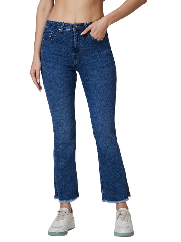 Colored Jeans for Variety -Spykar Mid Rise Bootcut Fit Blue Jeans For Women