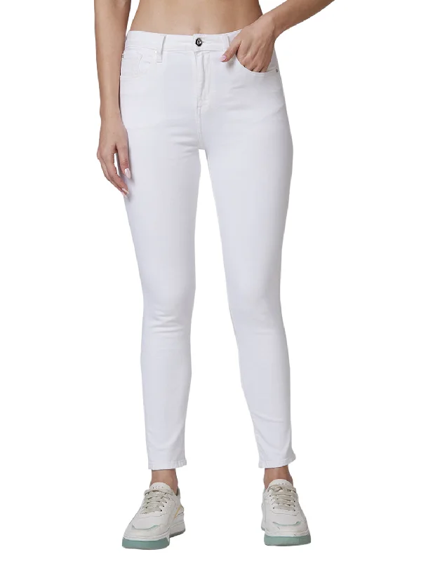 Fashion Jeans for Trendsetter -Spykar High Rise  Super Slim Fit White Jeans For Women