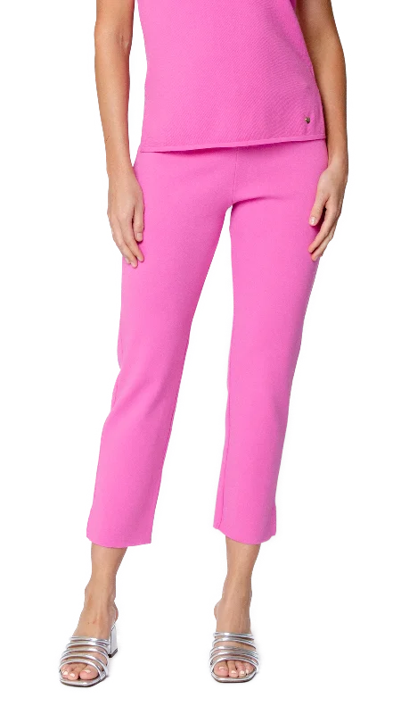 Stretch twill pants for flexible office comfort -Alice Milano-Knit Slim Leg Pants; Peony