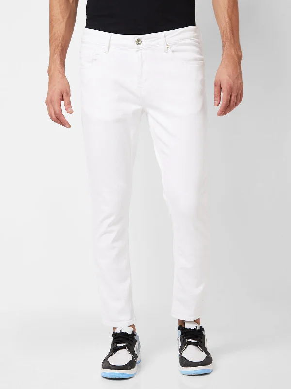 Tapered Jeans for Modern -Spykar Mid Rise Slim Fit White Jeans For Men