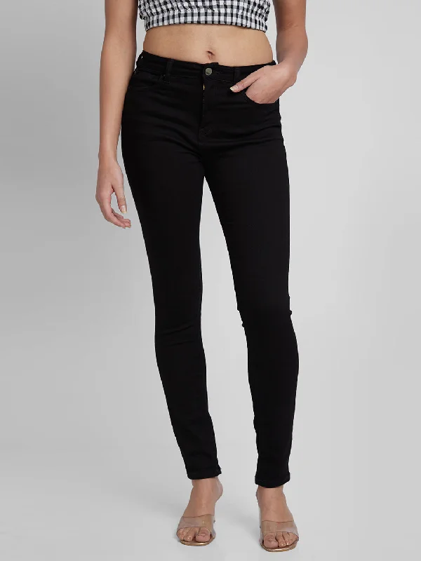 Four Pocket Jeans for Simplicity -Spykar Women Black Lycra Skinny Fit Regular Length Jeans (Adora)