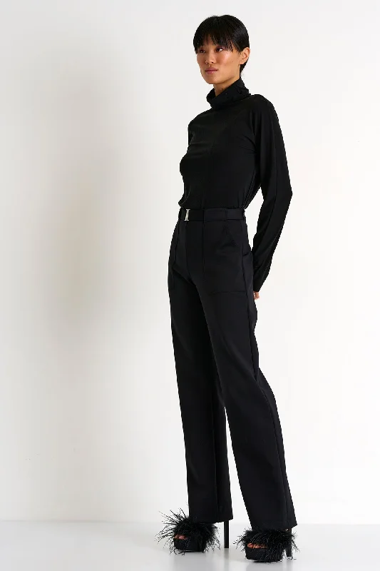 Slim-fit dress pants for sharp evening events -Elegant Belted Pants - 52367-52-800