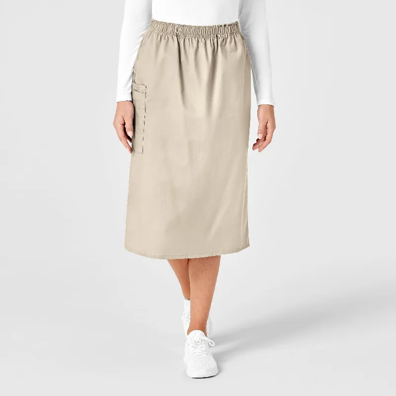 Vintage pencil skirts for nostalgic chic -WonderWORK Women's Pull On Cargo Scrub Skirt - Khaki