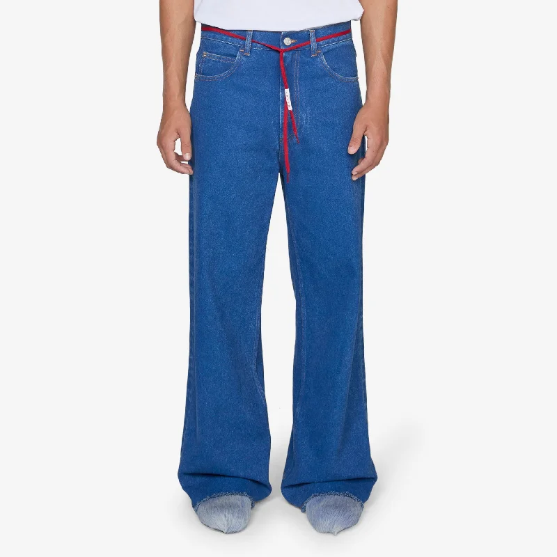 Lightweight jogger pants for summer evening strolls -Low Rise Red Belt Jeans Ocean