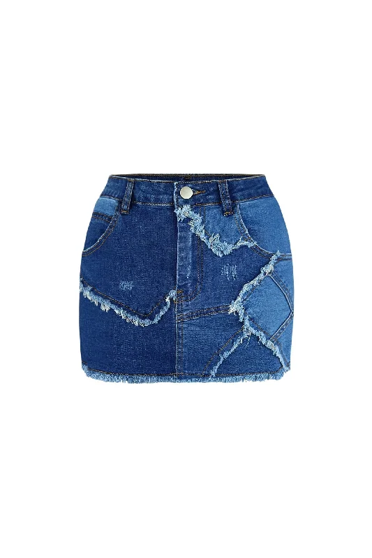 Casual cotton skirts for laid-back days -Into It Denim Low Rise Skirt