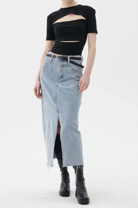 Lightweight skirts with airy fabric weave -Peyton Denim Skirt