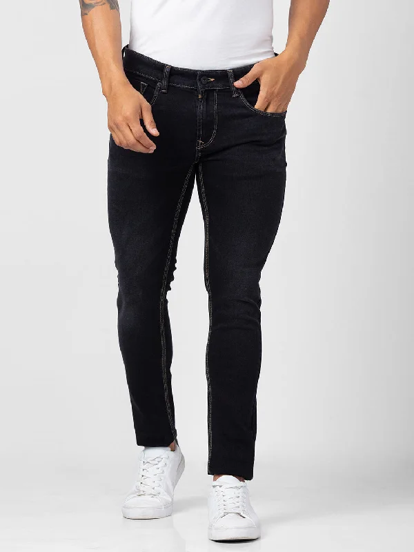 Affordable Jeans for Budget -Spykar Men Carbon Black Cotton Super Slim Fit Tapered Length Jeans (Super Skinny)