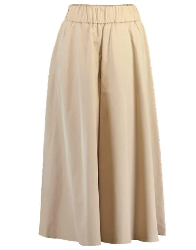 Wrap skirts for easy adjustable fit -Cotton Poplin Skirt Pants