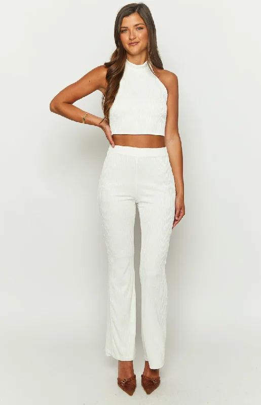 Lightweight jogger pants for summer evening strolls -Queenie White Pants