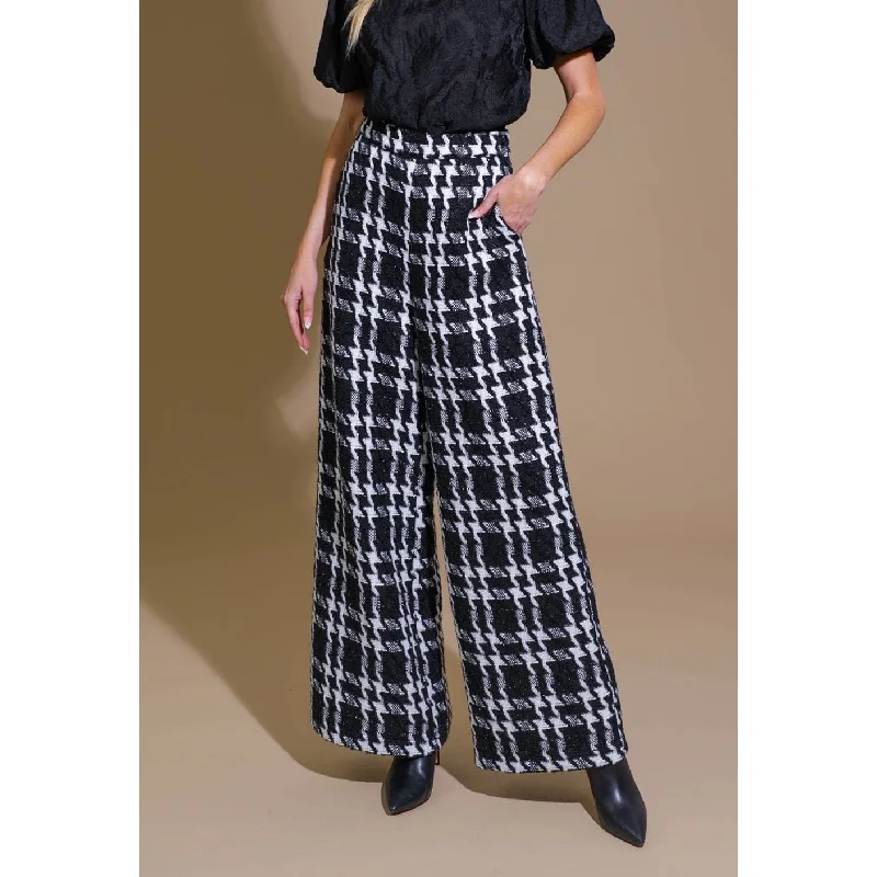 Windproof pants for chilly outdoor activities -Plaid Parade Wide Leg Plaid Pants