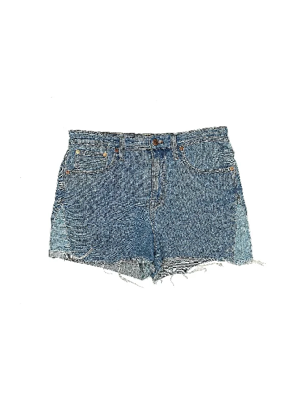 Patchwork Shorts for Unique -High-Rise Denim Shorts in Medium Wash