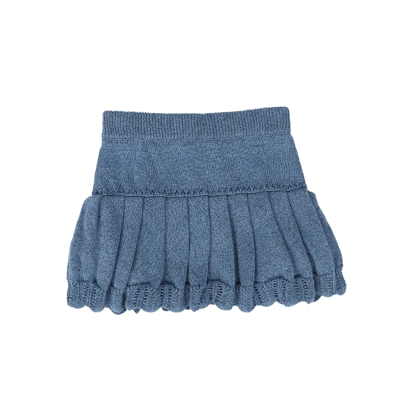 Modern Long Skirts for Trendy -TUN TUN BLUE PLEATED KNIT SKIRT [FINAL SALE]