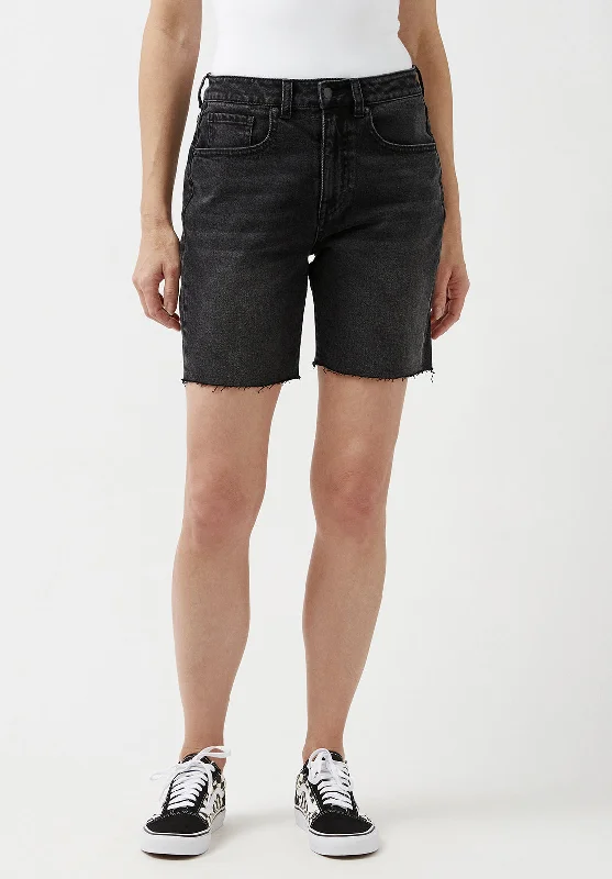 Round Shaped Shorts for Cute -Maggie Whiskered Black Vintage Mom Shorts - BL15920