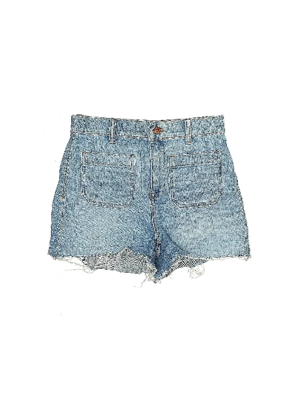 Running Shorts for Exercise -Mid-Rise Denim Shorts in Medium Wash