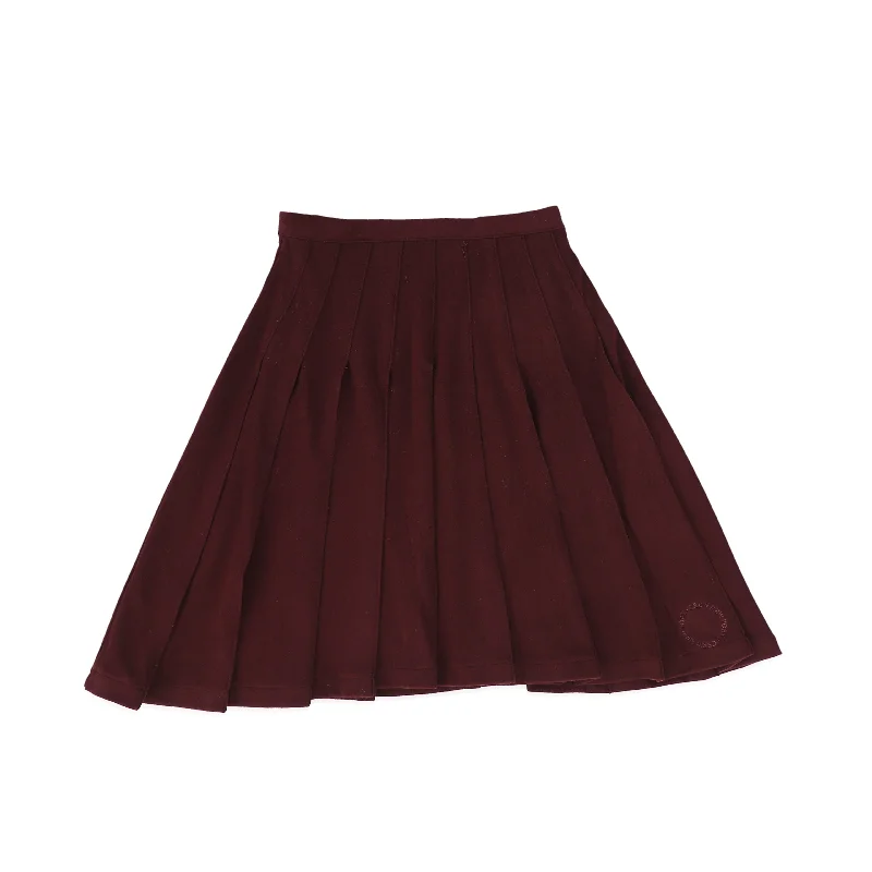 Mini Short Skirts for Youthful -CREW KIDS BURGUNDY FLEECE PLEATED SKIRT [FINAL SALE]