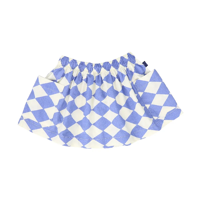 Striped Short Skirts for Style -WYNKEN BLUE DIAMOND DESIGN FLARE SKIRT [FINAL SALE]