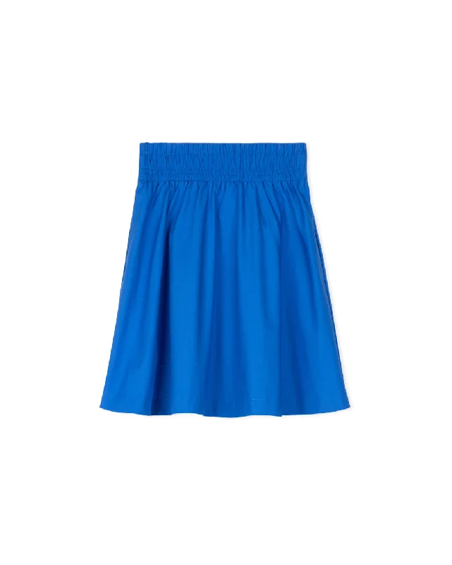 Nylon Long Skirts for Stretch -CABANA ROYAL BLUE POPLIN WAISTED SKIRT [FINAL SALE]