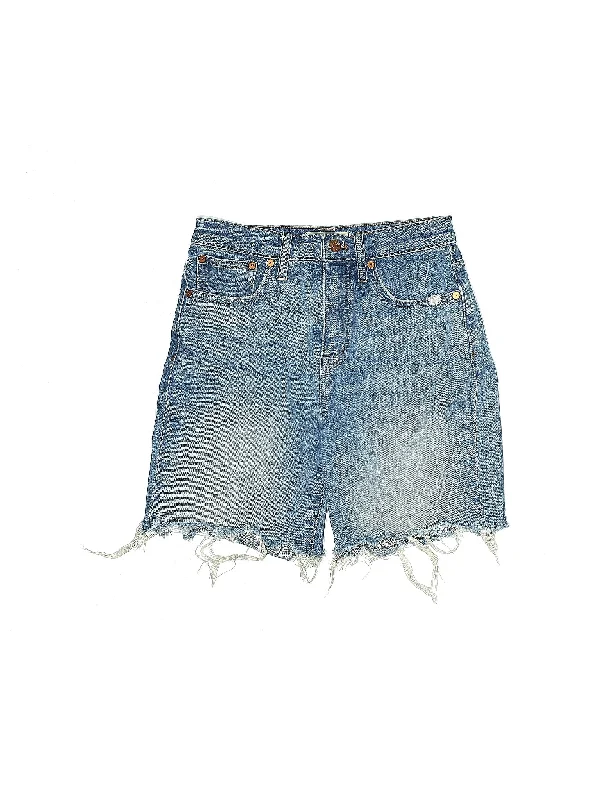 Tie-Up Shorts for Decorative -High-Rise Denim Shorts in Medium Wash