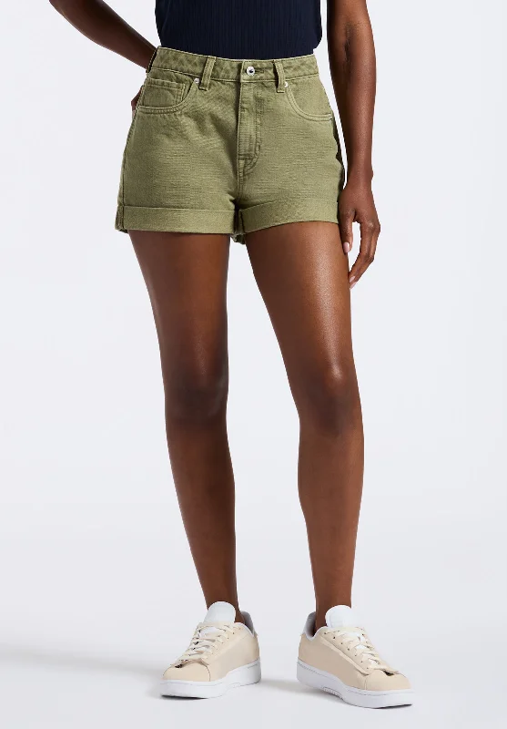 Mini Skirts for Sexy Appeal -High Rise Relaxed Goldie Women's Shorts in Aloe Green - BL15963