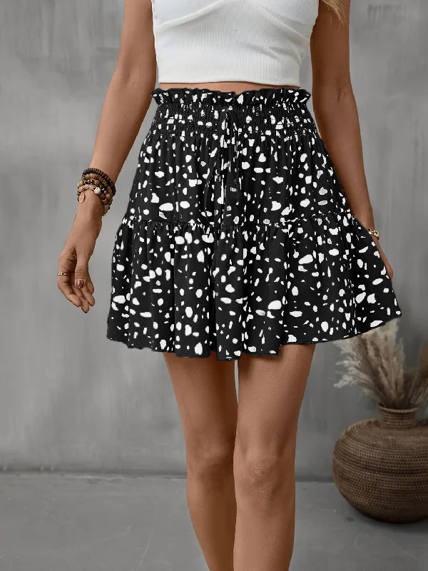 Casual cotton skirts for laid-back days -Frill Tied Printed Mini Skirt