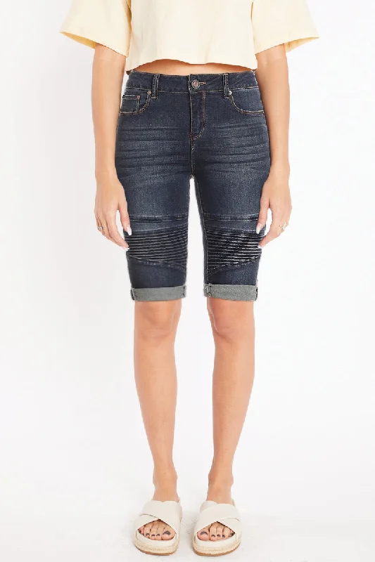 Green Skirts for Nature -Mid Rise 5 Pocket Bermuda Denim Shorts