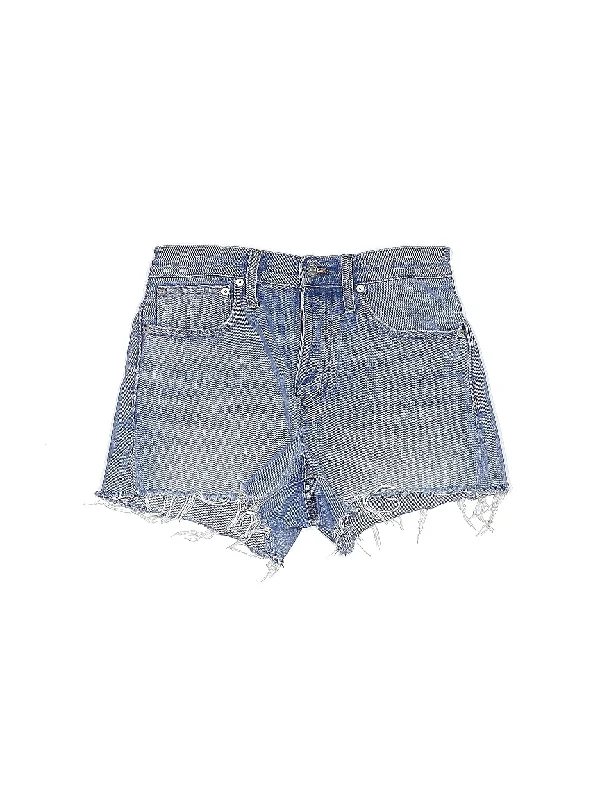 Beaded Shorts for Glamorous -Mid-Rise Denim Shorts in Medium Wash