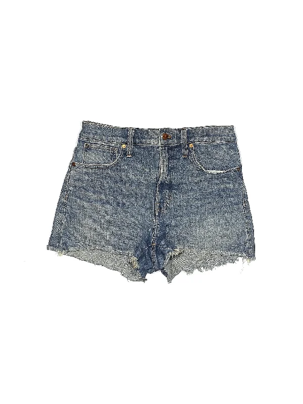 Geometric Shorts for Modern -Mid-Rise Denim Shorts in Light Wash