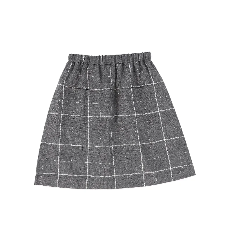 Denim Short Skirts for Trendy -BE FOR ALL GREY CHECKED FLARE SKIRT [FINAL SALE]