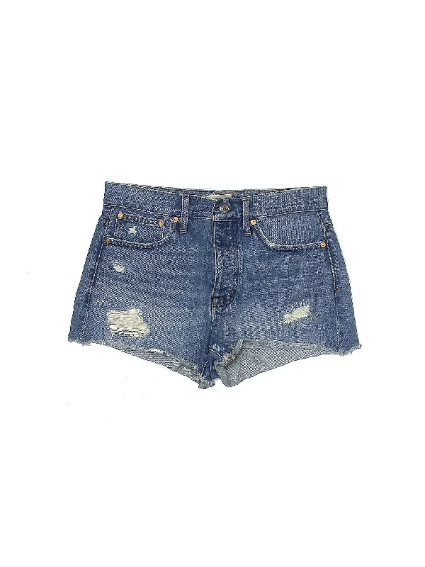 White Skirts for Pure Look -High-Rise Denim Shorts in Light Wash