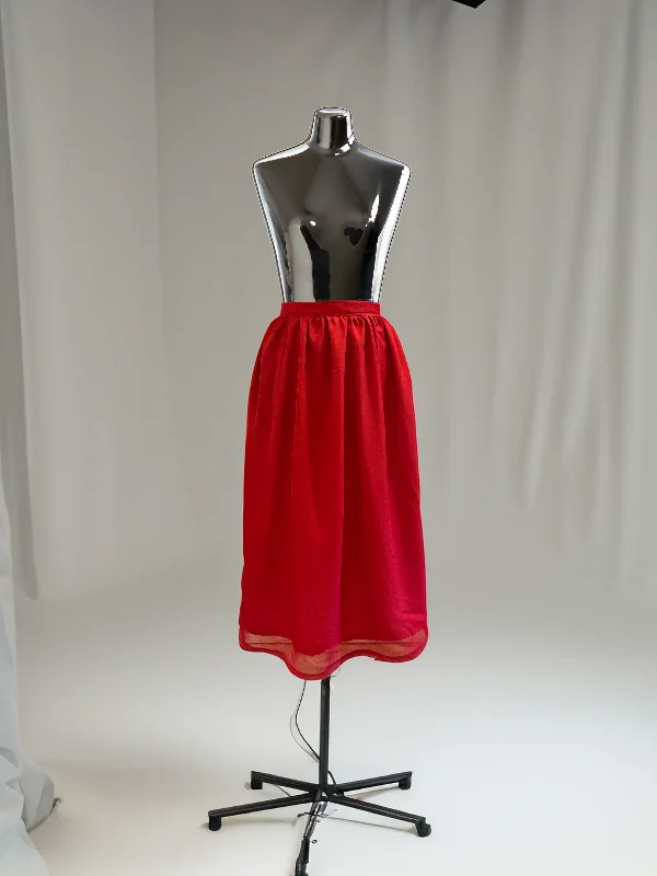 Bold skirts with metallic shimmer finish -Chiffon Midi Skirt with Clasp Detail