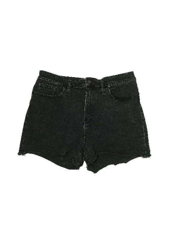 Tie-Up Shorts for Decorative -High-Rise Denim Shorts in Dark Wash