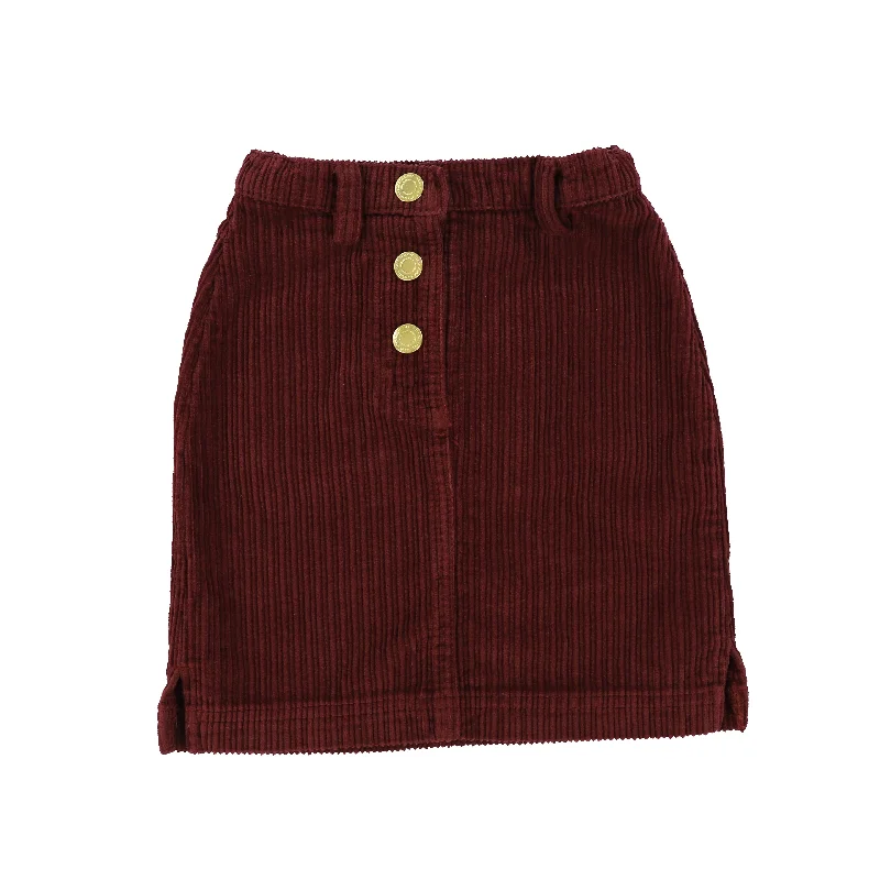 Silk Short Skirts for Luxurious -Soft Gallery Plum Corduroy Pencil Skirt [Final Sale]