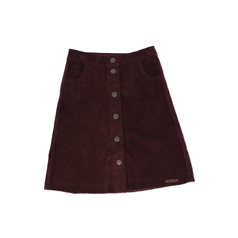 Bohemian Long Skirts with Tassels -MARMAR COPENHAGEN DARK PURPLE CORDUROY BUTTON SKIRT [FINAL SALE]