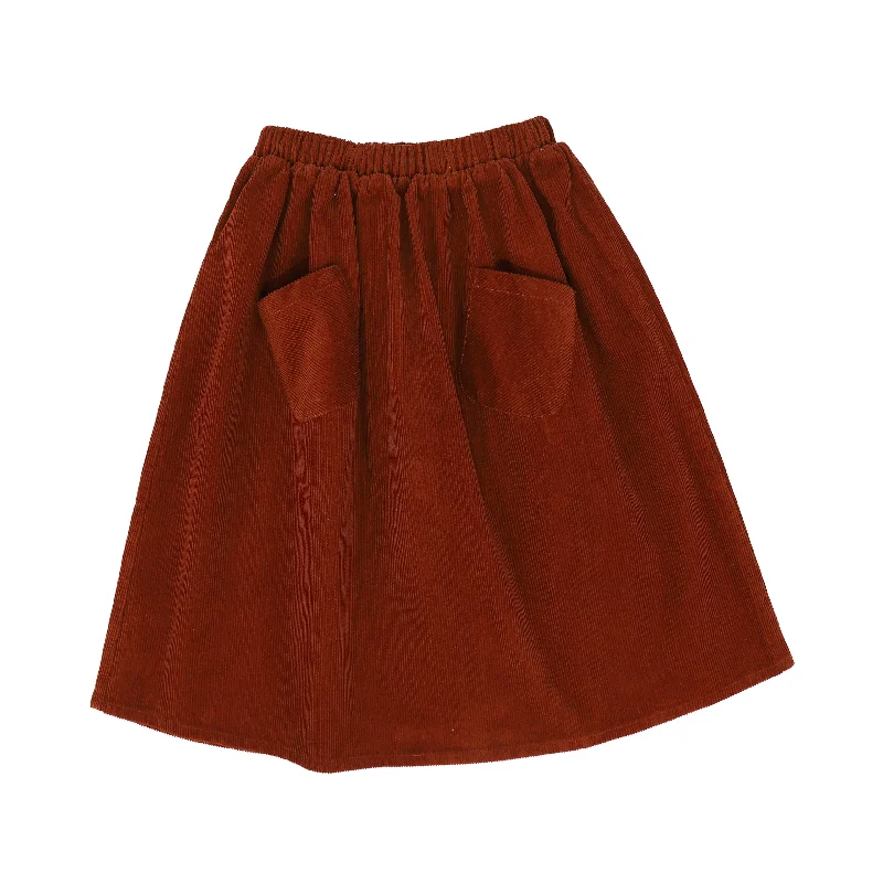 Floral Short Skirts for Romantic -WANDER & WONDER RUST CORDUROY POCKET SKIRT [Final Sale]