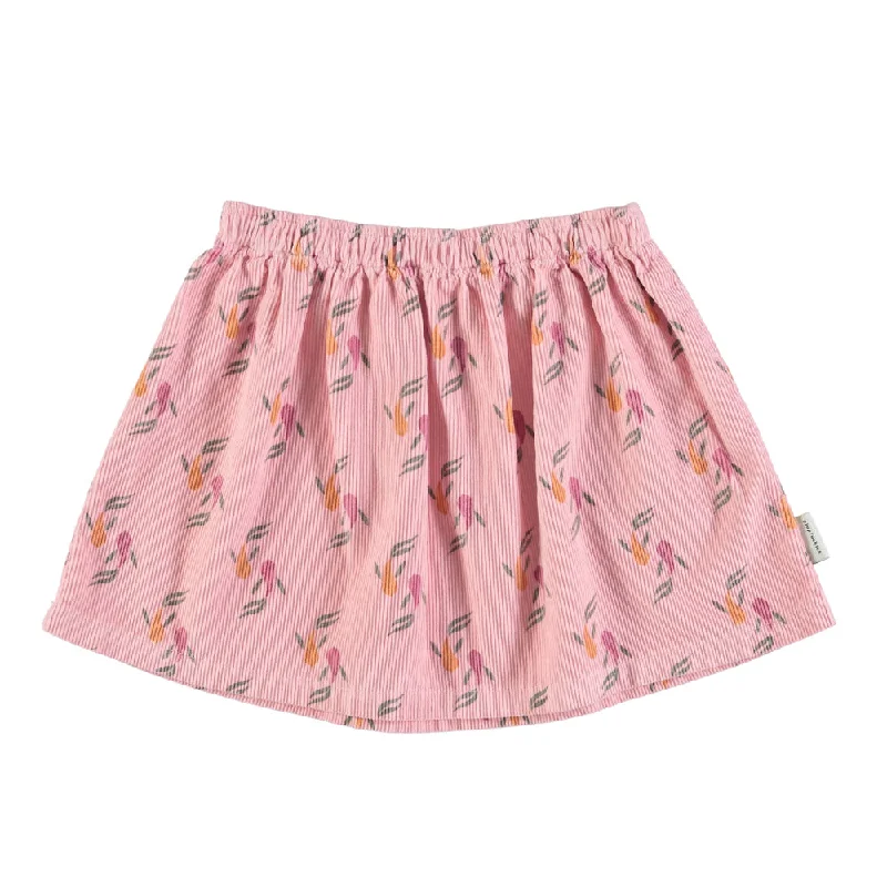 Geometric Long Skirts for Modern -PIUPIUCHICK PINK PRINTED FLARE SKIRT [Final Sale]